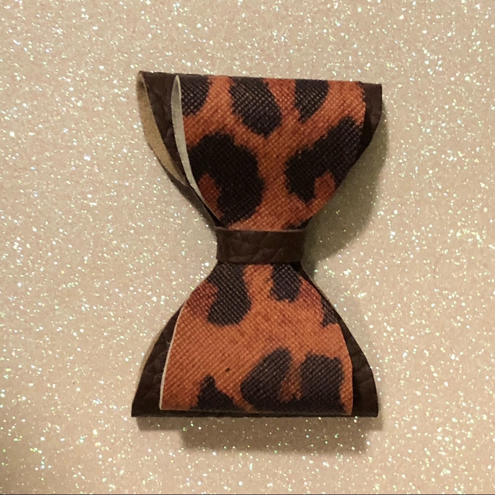Faux leather bow